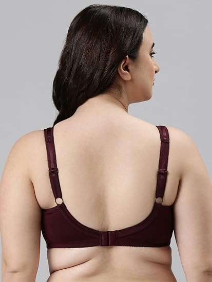 Enamor A112 Women's Smooth Super Lift Classic Bra – Stretch Cotton, Non-Padded, Wirefree, Full Coverage Maroon